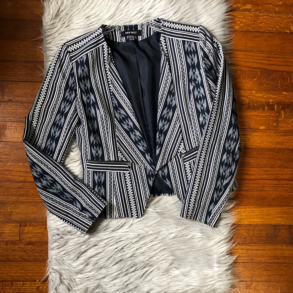 Nine West Print Linen Blend Jacket